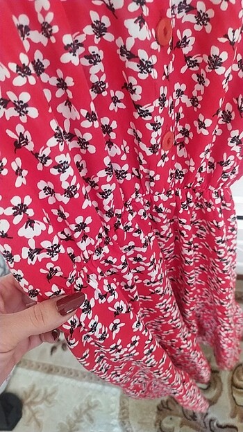 xl Beden kırmızı Renk Yazlık elbise 