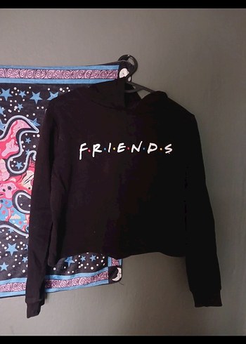 s Beden friends kapusonlu siyah sweatshirt