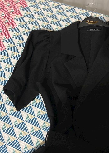 Siyah Midi Kadın Elbise Kısa Kollu - Görsel 5