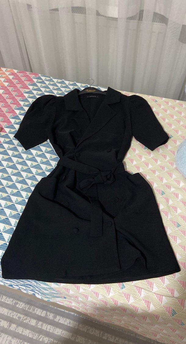 Siyah Midi Kadın Elbise Kısa Kollu - Görsel 2