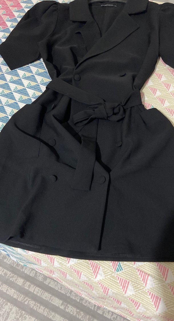 Siyah Midi Kadın Elbise Kısa Kollu - Görsel 4