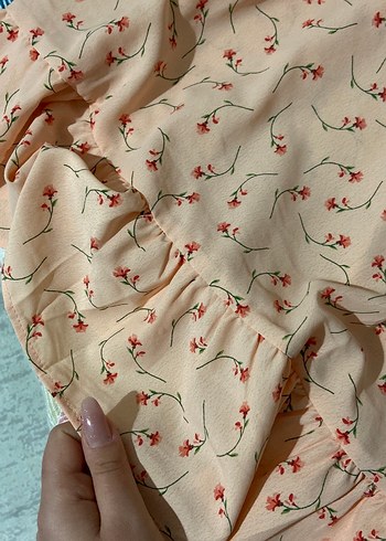 Pembe V Yaka Midi Elbise - Görsel 3