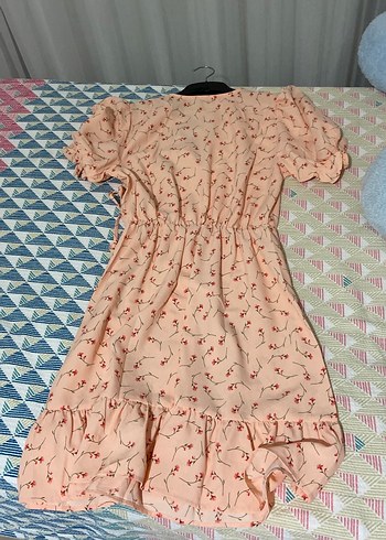 Pembe V Yaka Midi Elbise - Görsel 6