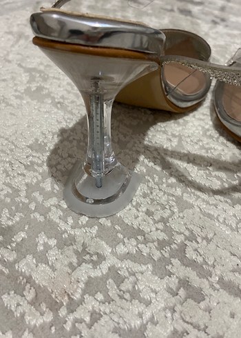 Bej Taşlı İnce Topuklu Kadın Abiye Ayakkabı - Görsel 4