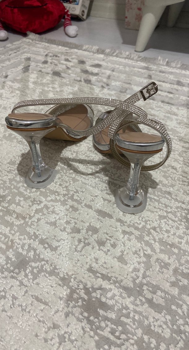 Bej Taşlı İnce Topuklu Kadın Abiye Ayakkabı - Görsel 3