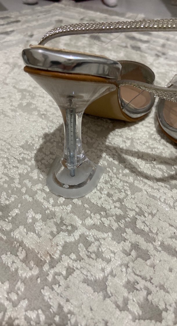 Bej Taşlı İnce Topuklu Kadın Abiye Ayakkabı - Görsel 4