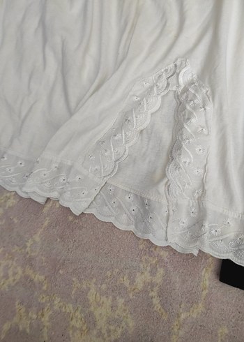 Kadın Beyaz Midi Pamuklu Salaş Etek - Görsel 2