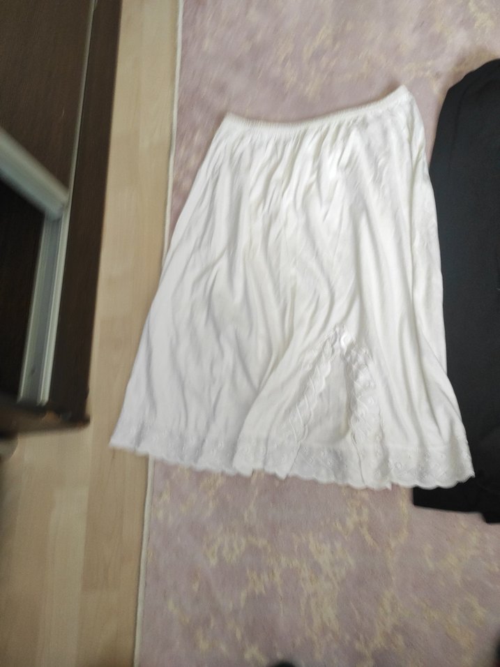 Kadın Beyaz Midi Pamuklu Salaş Etek - Görsel 4