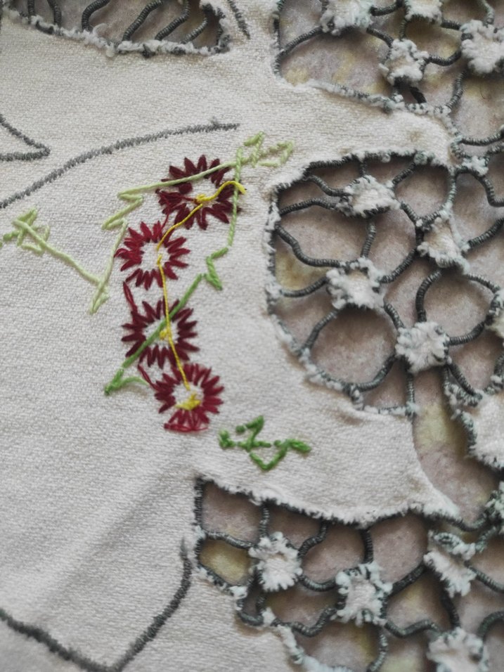 Nakışlı Beyaz kırlent yastık kılıfı - Görsel 5