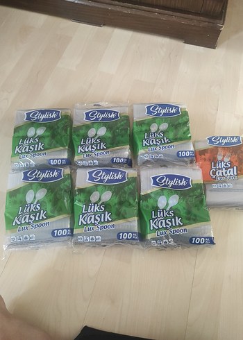 lüks plastik kaşık çatal yeni etiketli