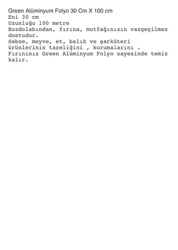 Beden Renk Green Alüminyum Folyo