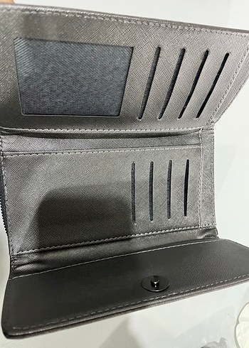 Gri Deri Kadın Cüzdanı Fermuarlı - Görsel 3