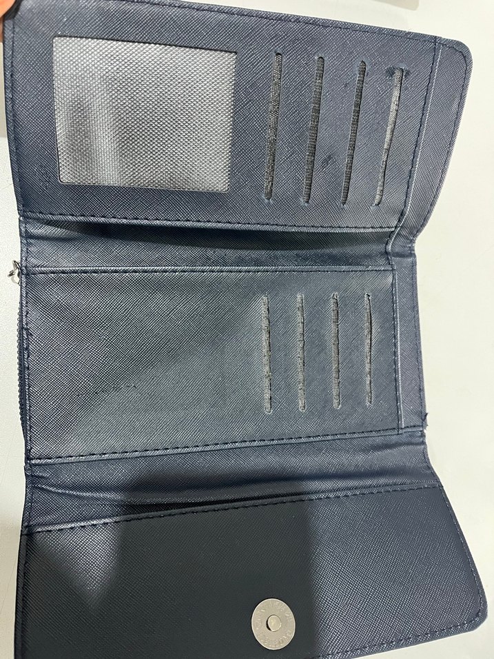 Fermuarlı Mavi Deri Kadın Cüzdanı - Görsel 2