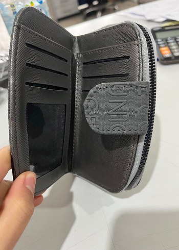 Gri Fermuarlı Deri Kadın Cüzdanı - Görsel 2