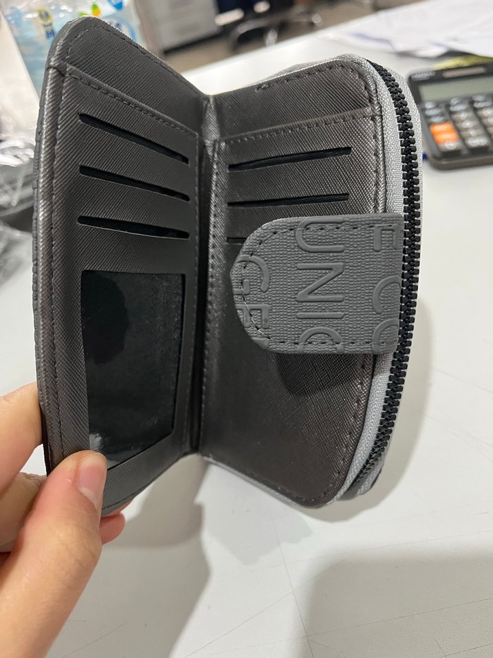 Gri Fermuarlı Deri Kadın Cüzdanı - Görsel 2