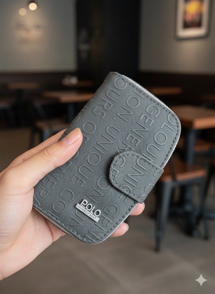 Gri Fermuarlı Deri Kadın Cüzdanı - Görsel 4