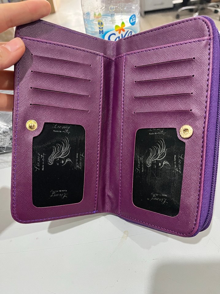 Mor Deri Fermuarlı Kadın Cüzdanı - Görsel 3