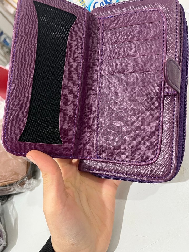 Mor Deri Fermuarlı Kadın Cüzdanı - Görsel 2
