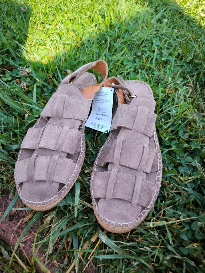 İNCİ Bej Süet ERKEK Sandalet - Görsel 5