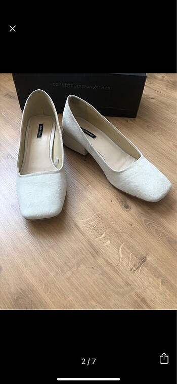Zara zara ekru süet blok topuklu ayakkabı
