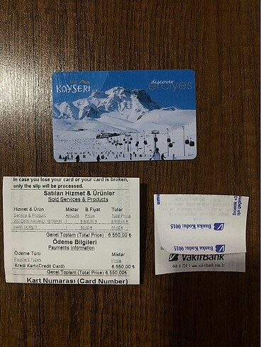 Erciyes Kayak Merkezi Kayakçı Skipass Teleferik Bileti