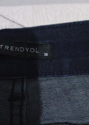 38 Beden lacivert Renk Kadın Lacivert Denim Kumaş Pantolon