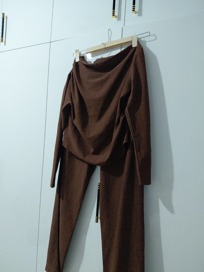 Kayık Yaka Kiremit Rengi İkili Takım - Görsel 3