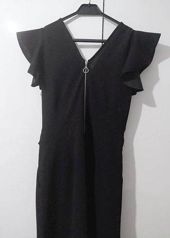 Kruvaze Yaka Fermuarlı Tulum - Görsel 8