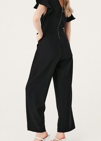 Kruvaze Yaka Fermuarlı Tulum - Görsel 2