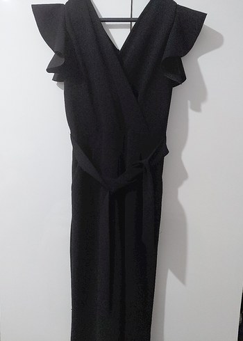 Kruvaze Yaka Fermuarlı Tulum - Görsel 7