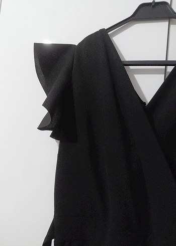 Kruvaze Yaka Fermuarlı Tulum - Görsel 6