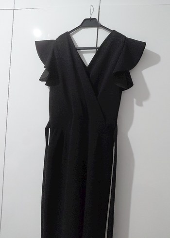 Kruvaze Yaka Fermuarlı Tulum - Görsel 5