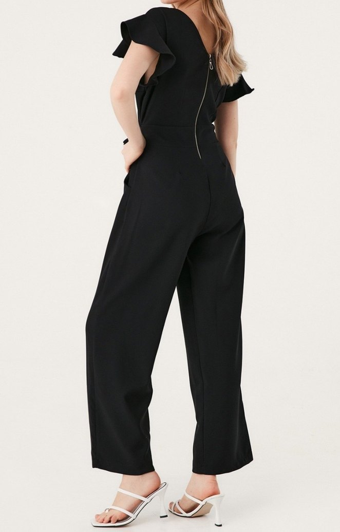 Kruvaze Yaka Fermuarlı Tulum - Görsel 2