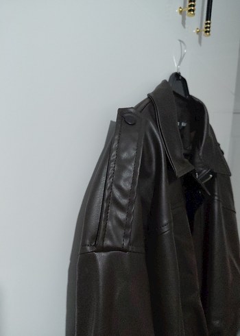 Balon Kesim Yarasa Kol Deri Ceket - Görsel 10