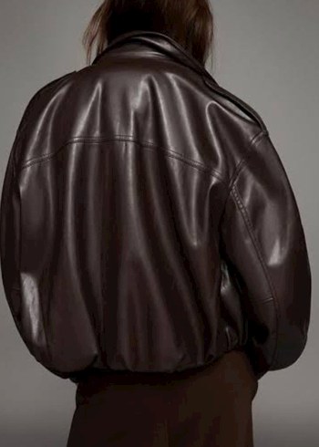 Balon Kesim Yarasa Kol Deri Ceket - Görsel 2