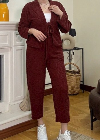 Kiremit Rengi Örme Kadın Takım - Görsel 2