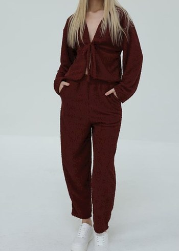 Kiremit Rengi Örme Kadın Takım - Görsel 3