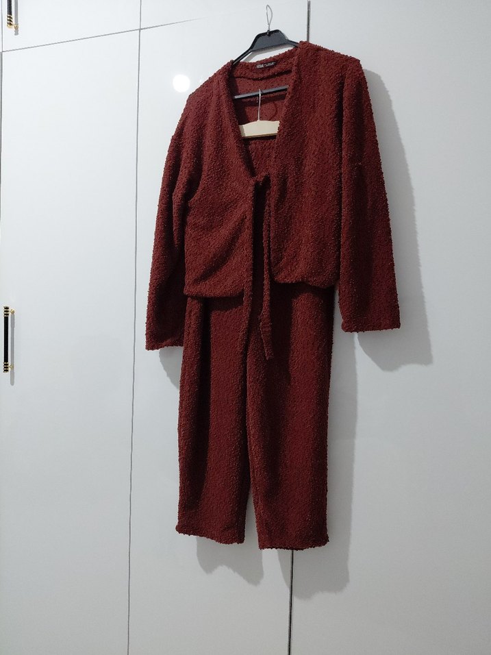 Kiremit Rengi Örme Kadın Takım - Görsel 5