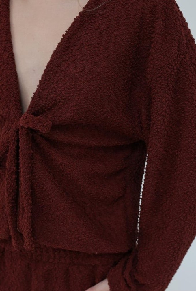 Kiremit Rengi Örme Kadın Takım - Görsel 4