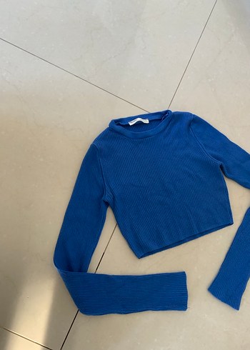 s Beden Pull&Bear Mavi Crop Kazak