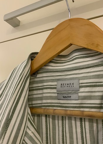 Beymen Haki/Beyaz Çizgili Gömlek - Görsel 4