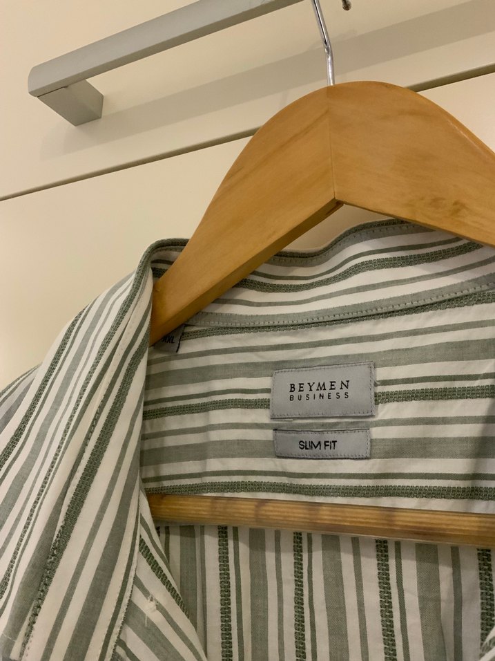 Beymen Haki/Beyaz Çizgili Gömlek - Görsel 4