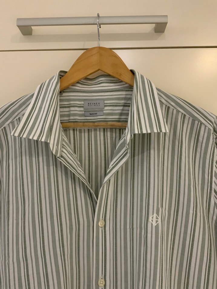 Beymen Haki/Beyaz Çizgili Gömlek - Görsel 2