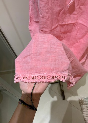 Pembe dantel detaylı elbise - Görsel 4