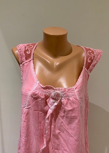 Pembe dantel detaylı elbise - Görsel 2