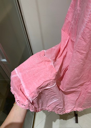 Pembe dantel detaylı elbise - Görsel 3