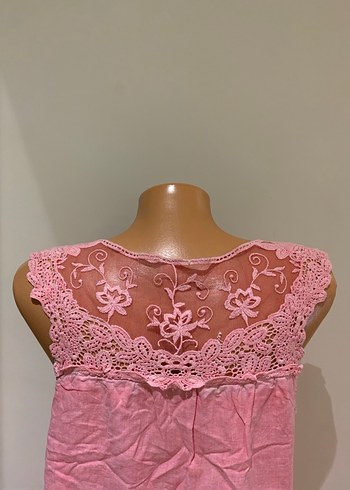 Pembe dantel detaylı elbise - Görsel 7