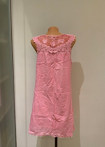 Pembe dantel detaylı elbise - Görsel 6
