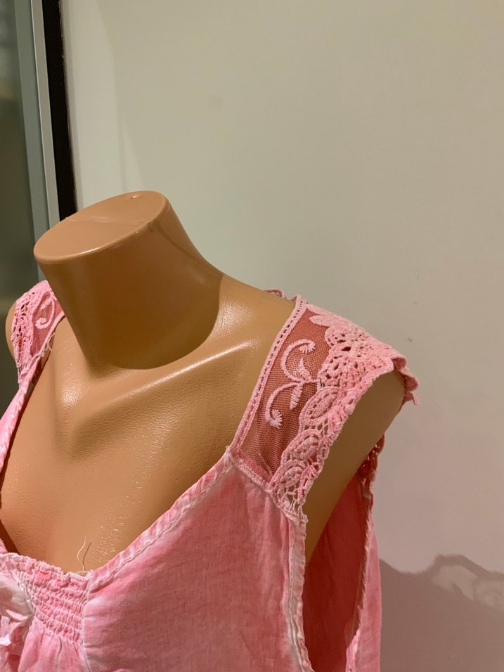 Pembe dantel detaylı elbise - Görsel 5