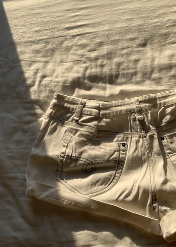 Mini Beyaz kot şort - Görsel 7